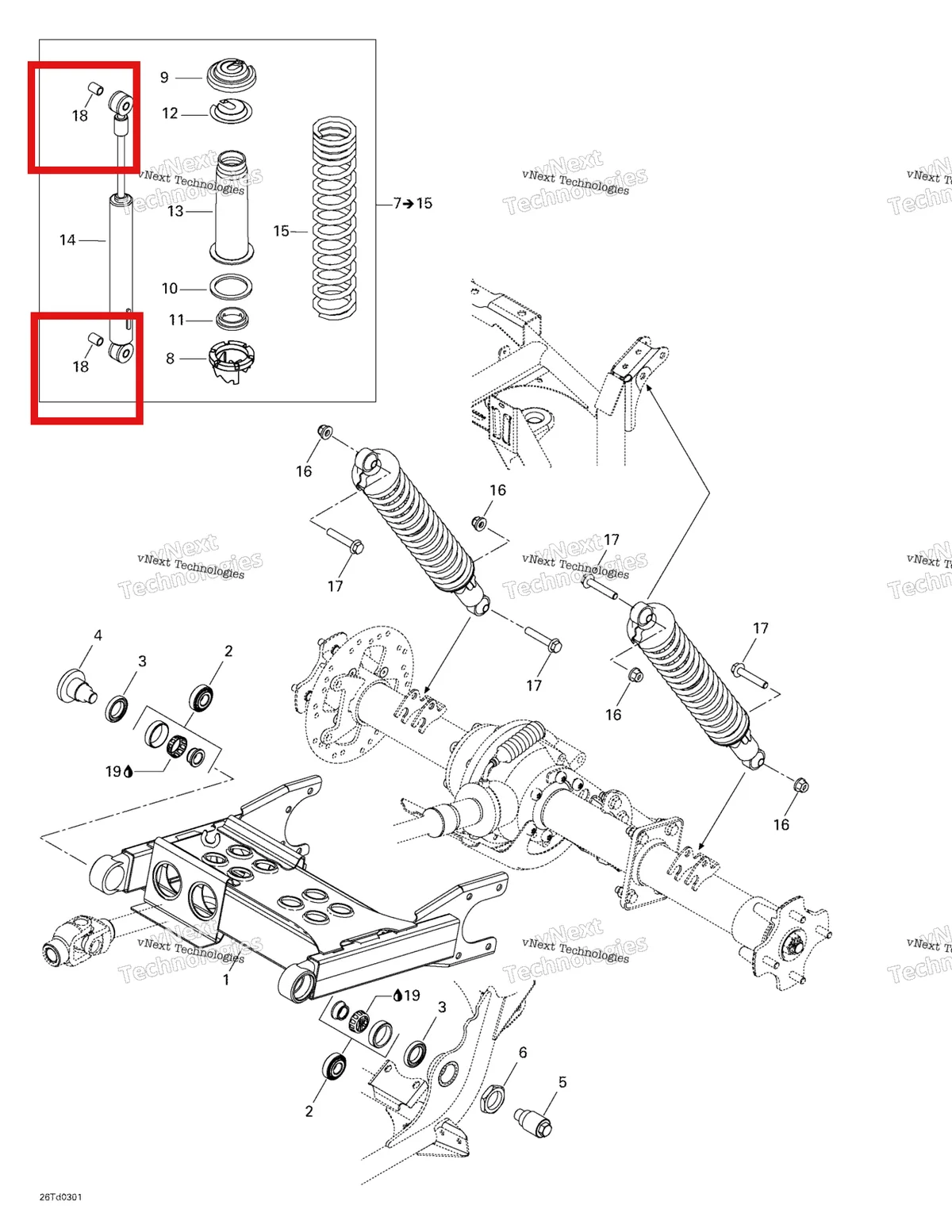 Деталь 706000146 на схеме узла 2003 Can-Am Quest 500 Rear Suspension