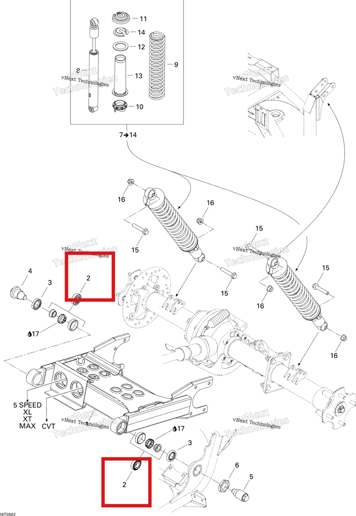 Деталь 706000169 на схеме узла 2005 Can-Am Traxter 5 Speed Rear Suspension