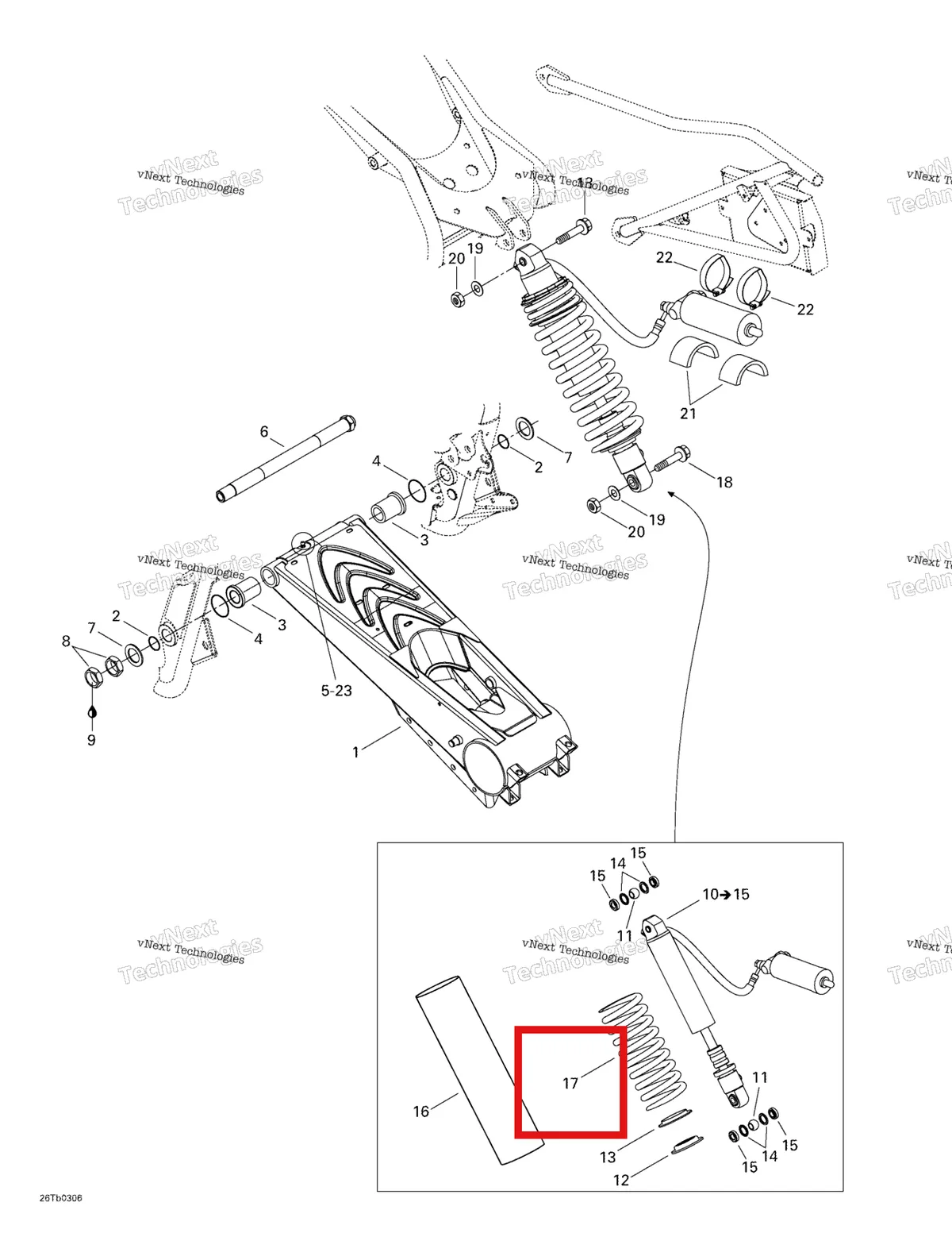 Деталь 706000199 на схеме узла 2003 Can-Am DS 650 Baja Rear Suspension