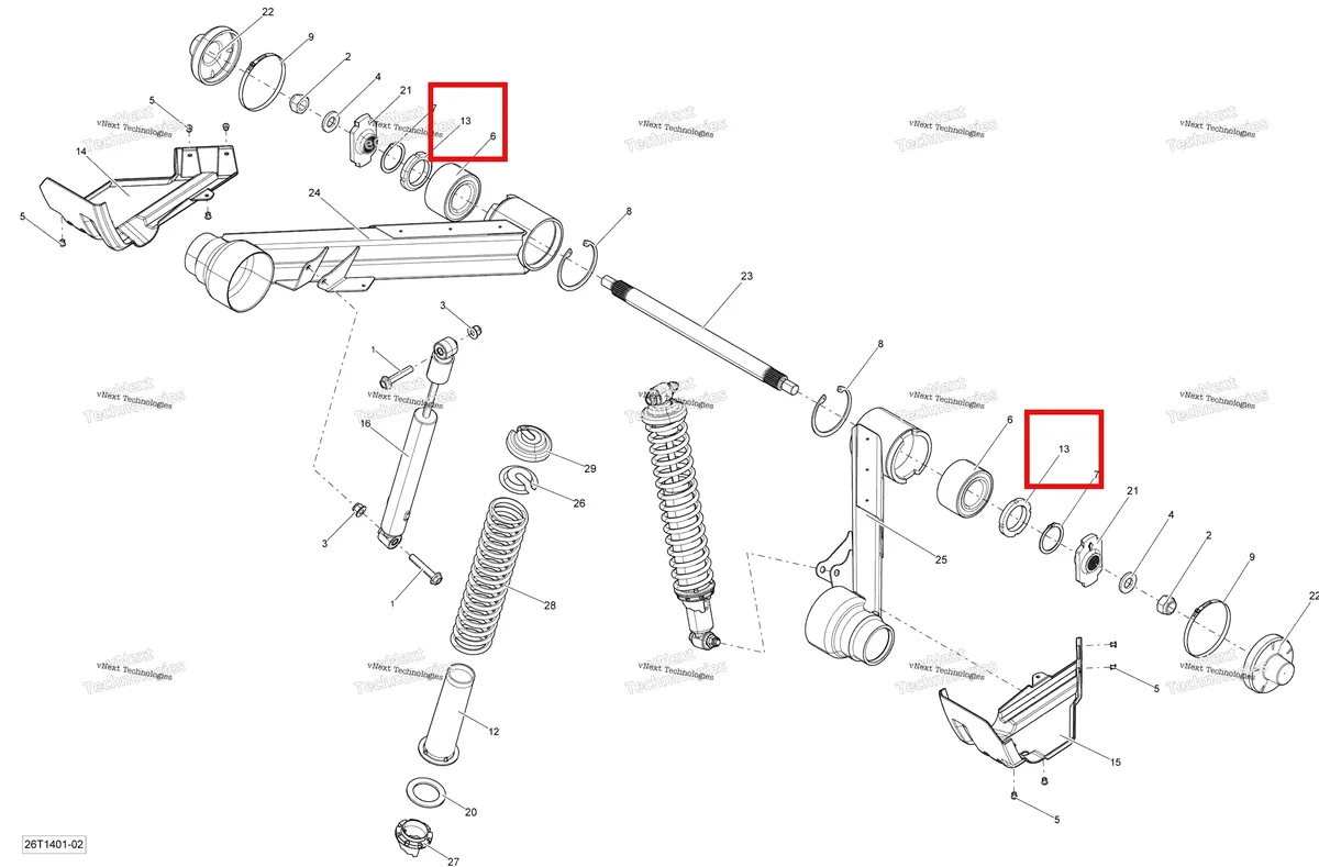 Деталь 706000221 на схеме узла 2014 Can-Am OUTLANDER 400 EFI, STD, XT Rear Suspension