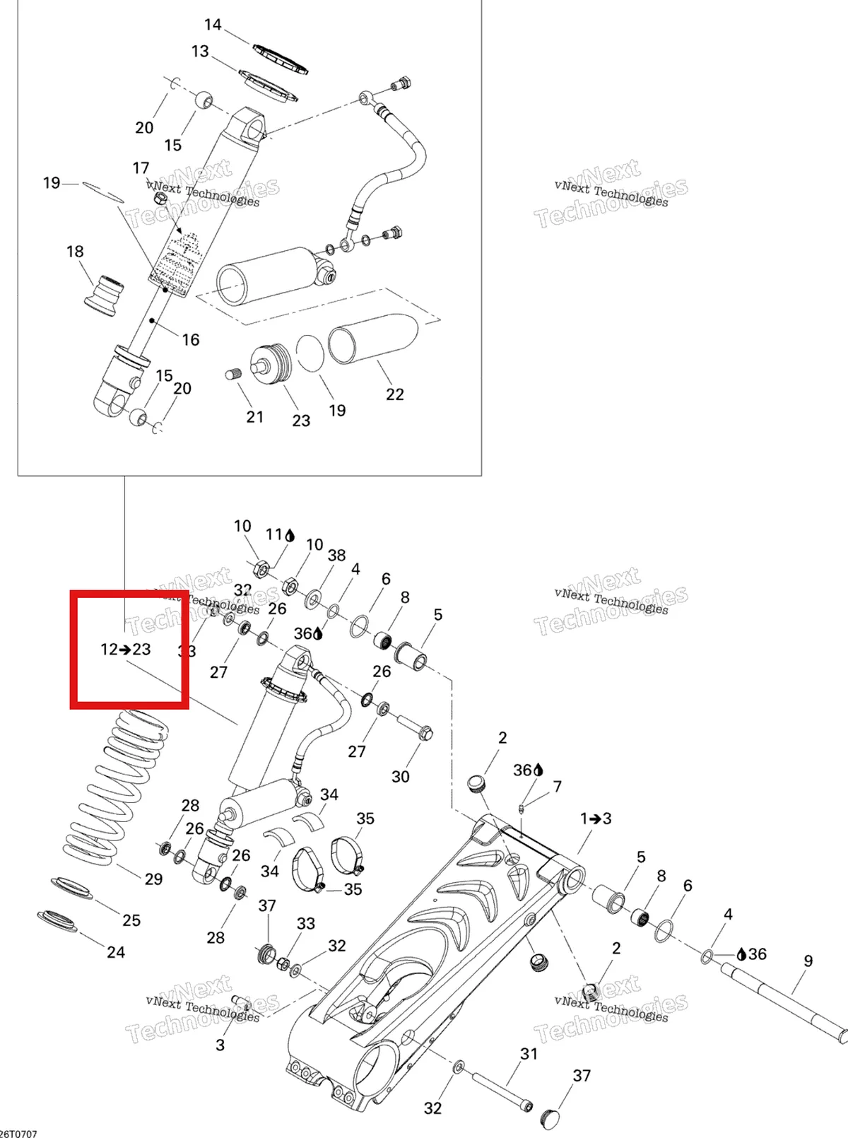 Деталь 706000231 на схеме узла 2007 Can-Am DS 650 X Rear Suspension