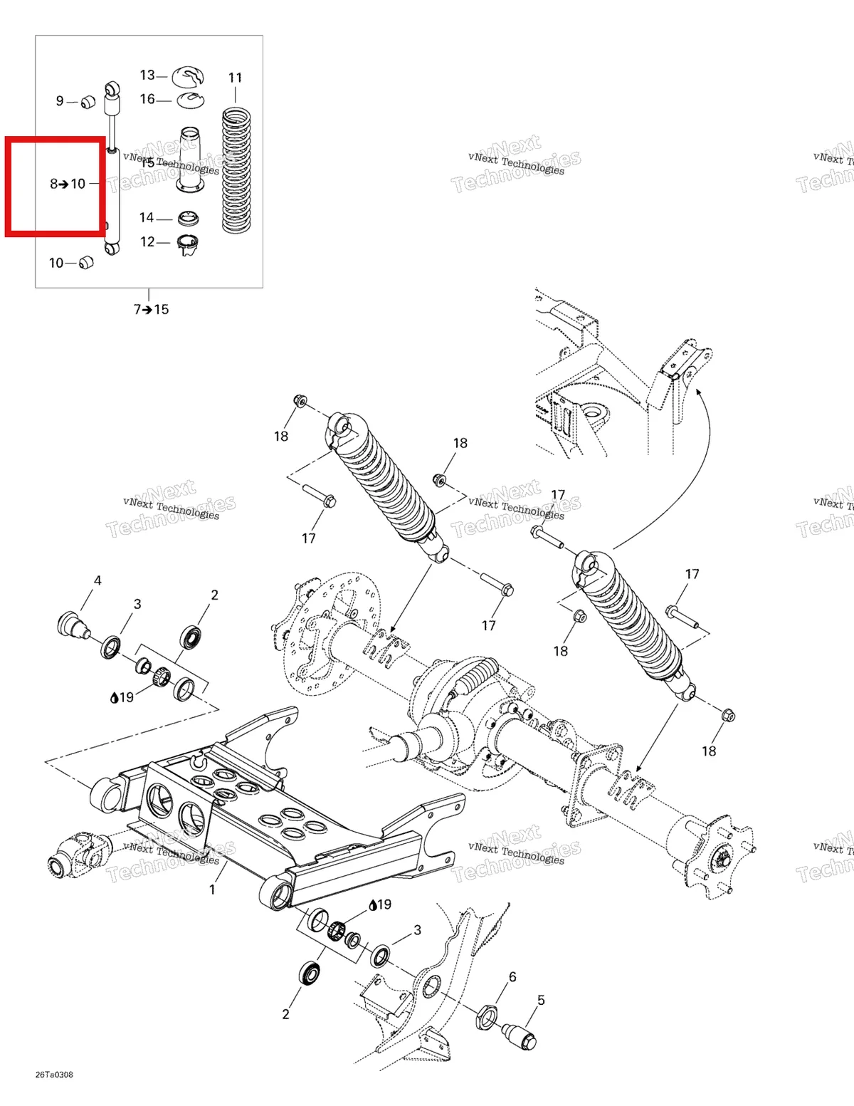 Деталь 706000235 на схеме узла 2003 Can-Am Traxter Max Rear Suspension