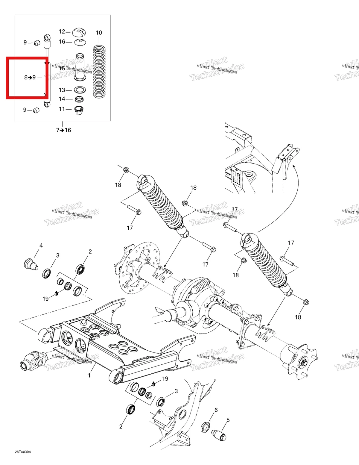 Деталь 706000241 на схеме узла 2003 Can-Am Traxter Autoshift Std Rear Suspension