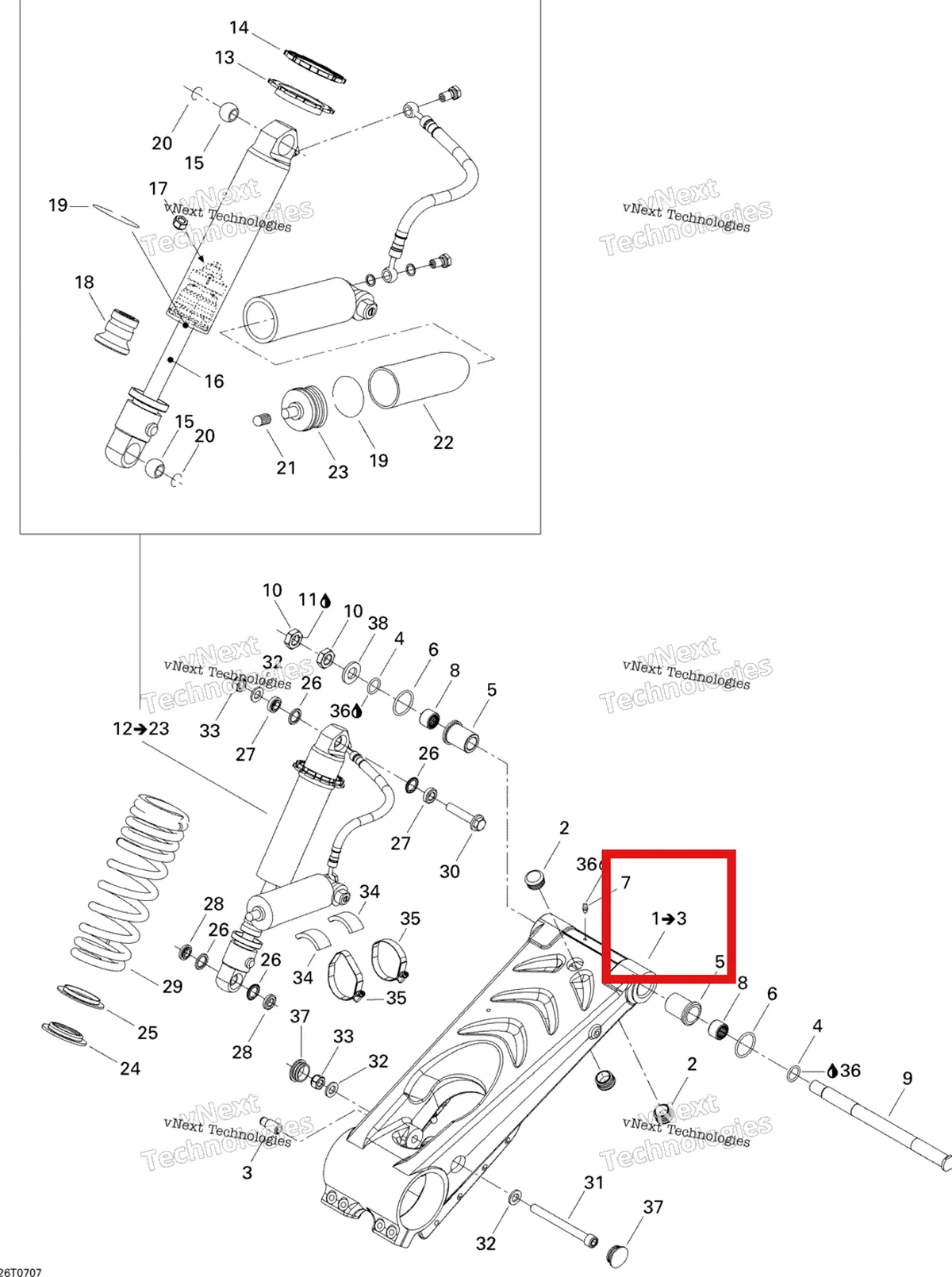 Деталь 706000252 на схеме узла 2007 Can-Am DS 650 X Rear Suspension