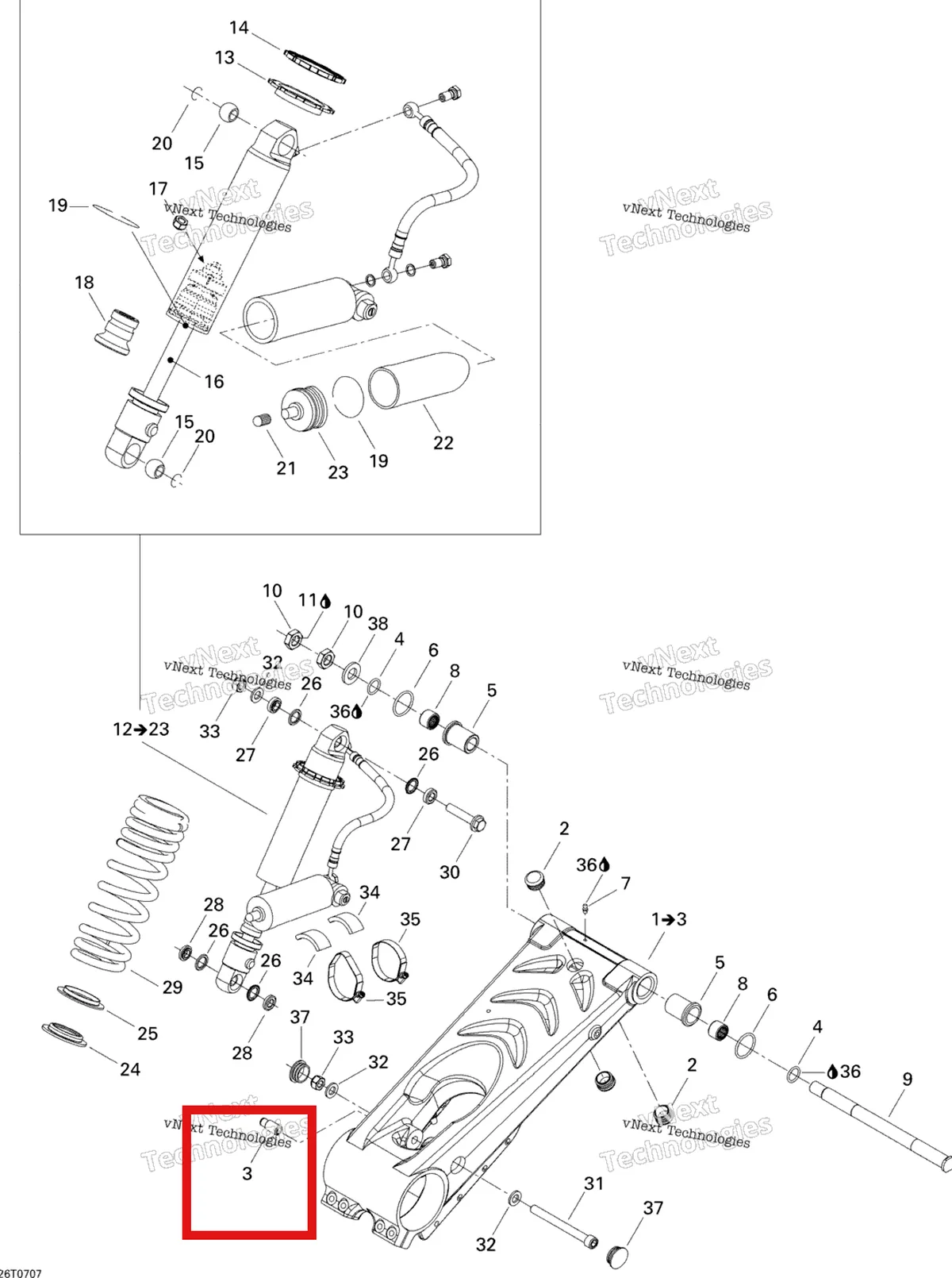 Деталь 706000253 на схеме узла 2007 Can-Am DS 650 X Rear Suspension