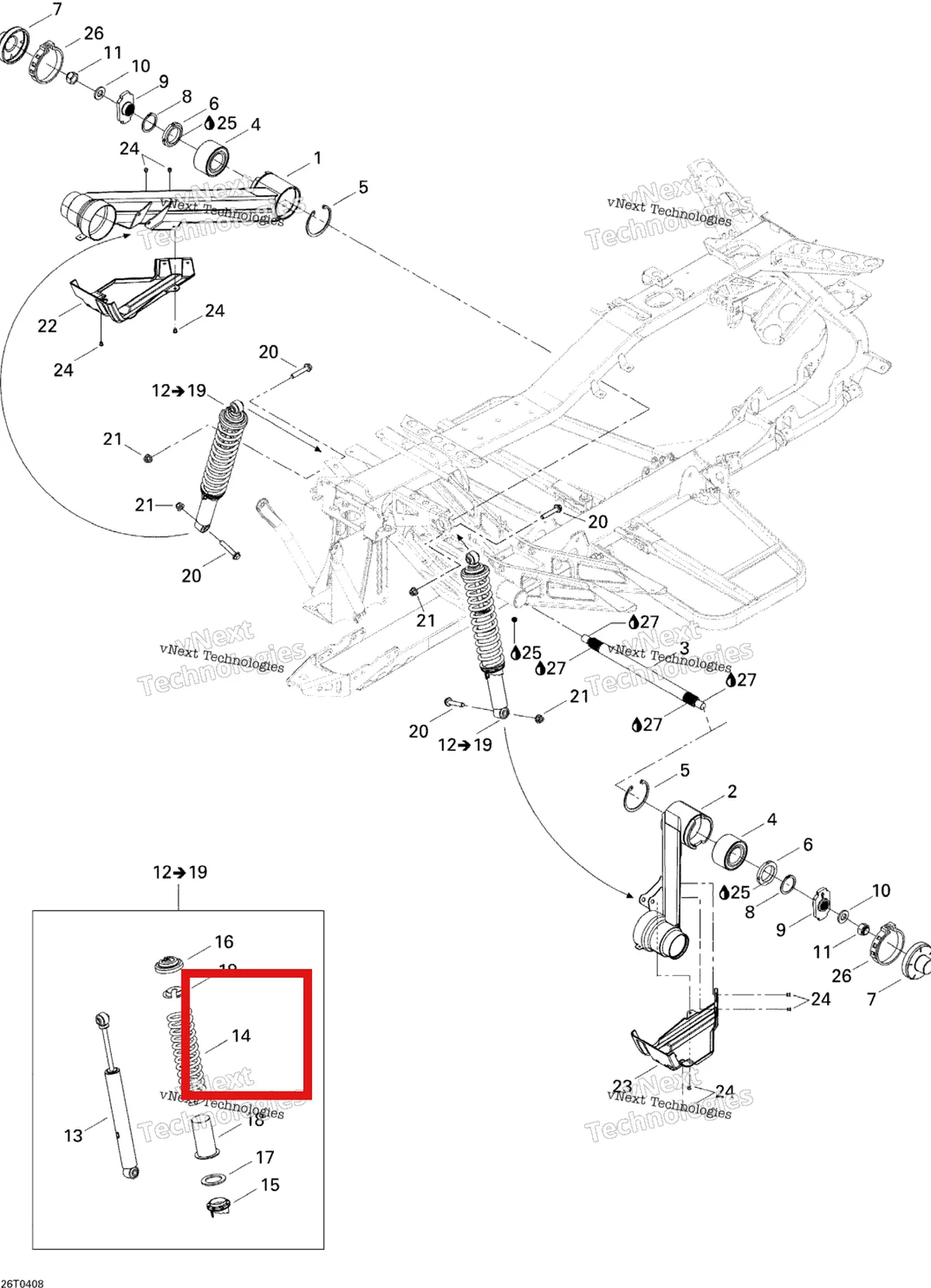 Деталь 706000261 на схеме узла 2004 Can-Am Outlander MAX 400 Rear Suspension