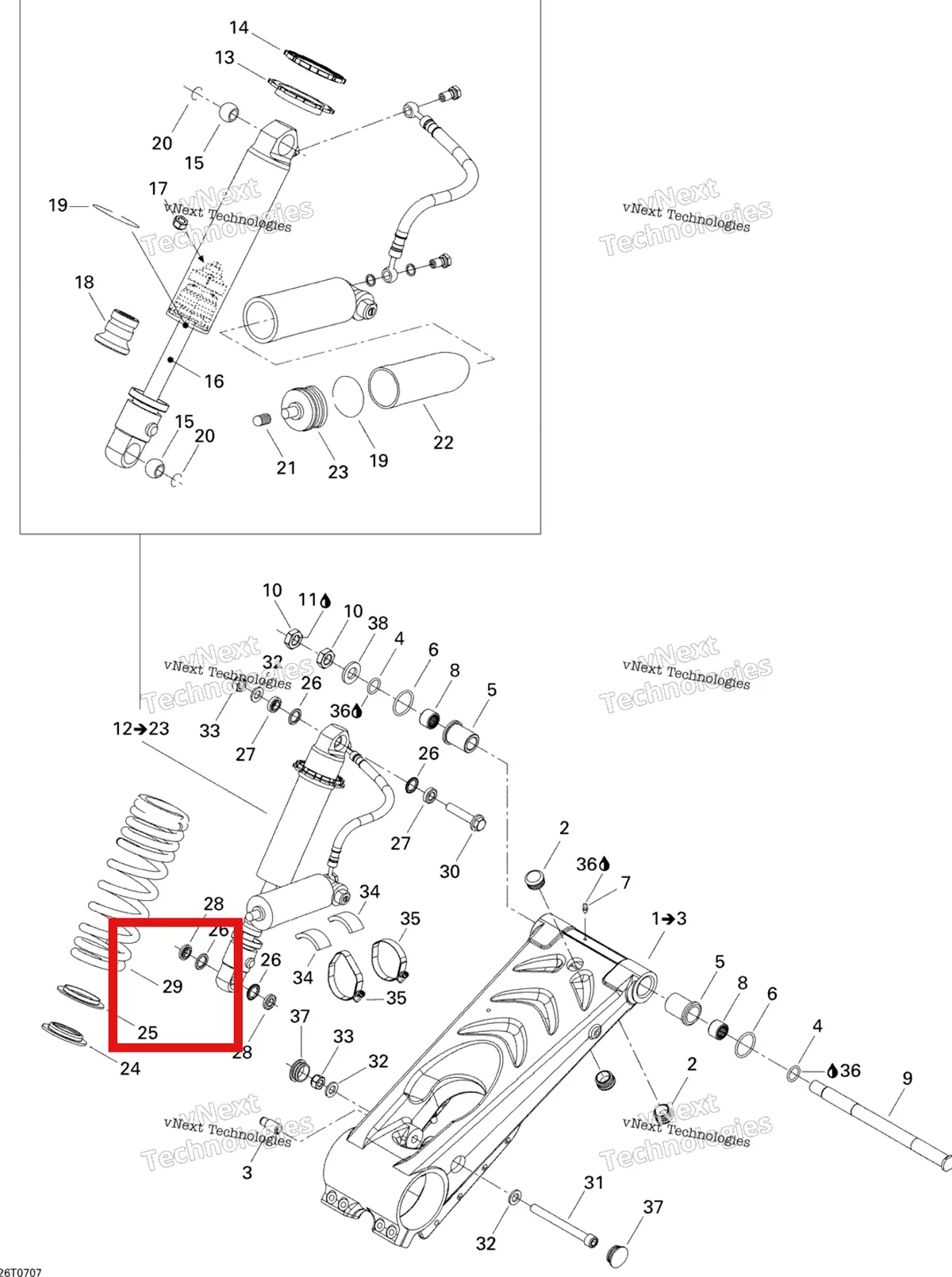 Деталь 706000292 на схеме узла 2007 Can-Am DS 650 X Rear Suspension