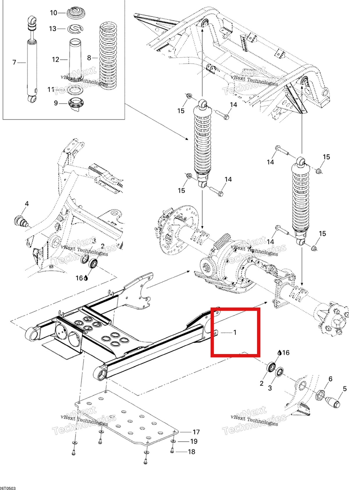 Деталь 706000295 на схеме узла 2005 Can-Am Traxter XL Rear Suspension