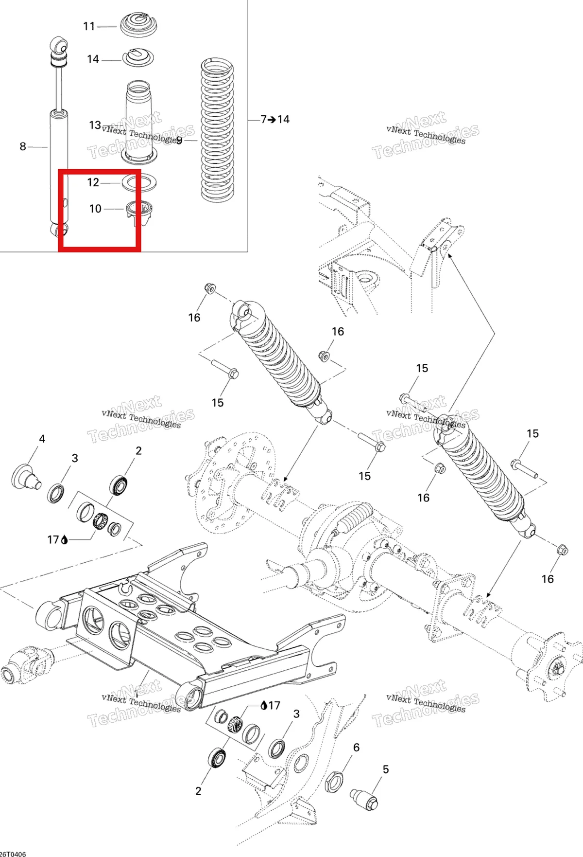 Деталь 706000317 на схеме узла 2004 Can-Am Quest MAX Rear Suspension