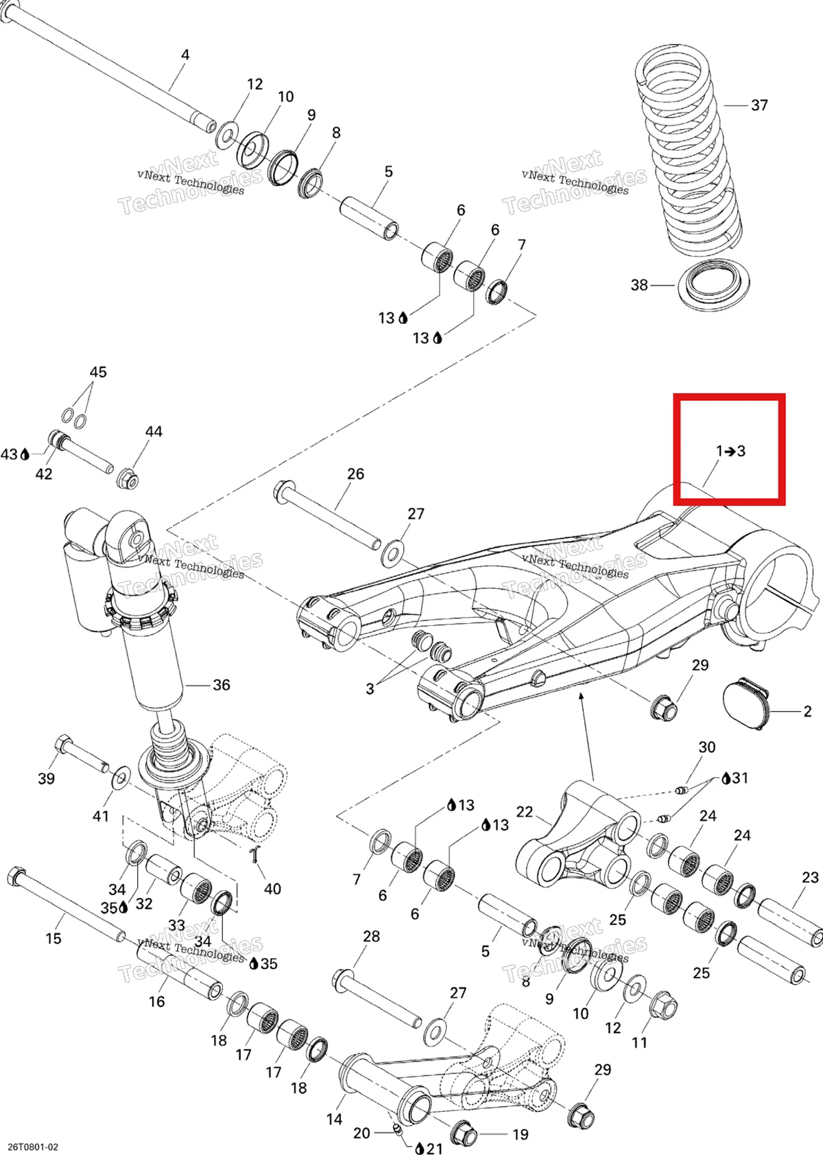 Деталь 706000406 на схеме узла 2008 Can-Am DS 450 X Rear Suspension