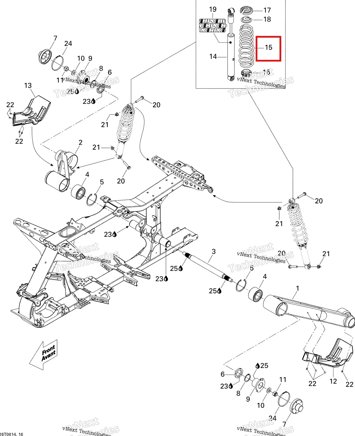 Деталь 706000511 на схеме узла 2008 Can-Am Renegade 800 Rear Suspension