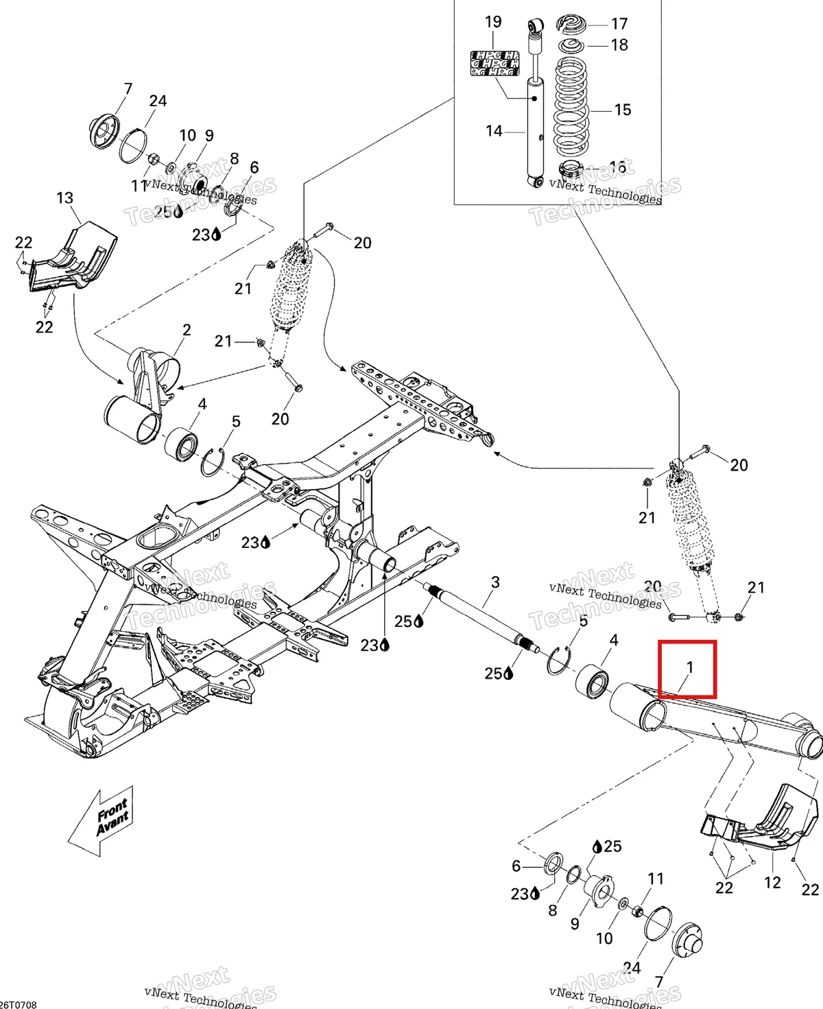 Деталь 706000520 на схеме узла 2007 Can-Am Renegade 800 EFI Rear Suspension