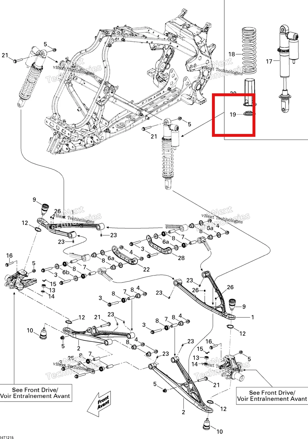 Деталь 706000528 на схеме узла 2015 Can-Am DS 450EFI STD Front Suspension
