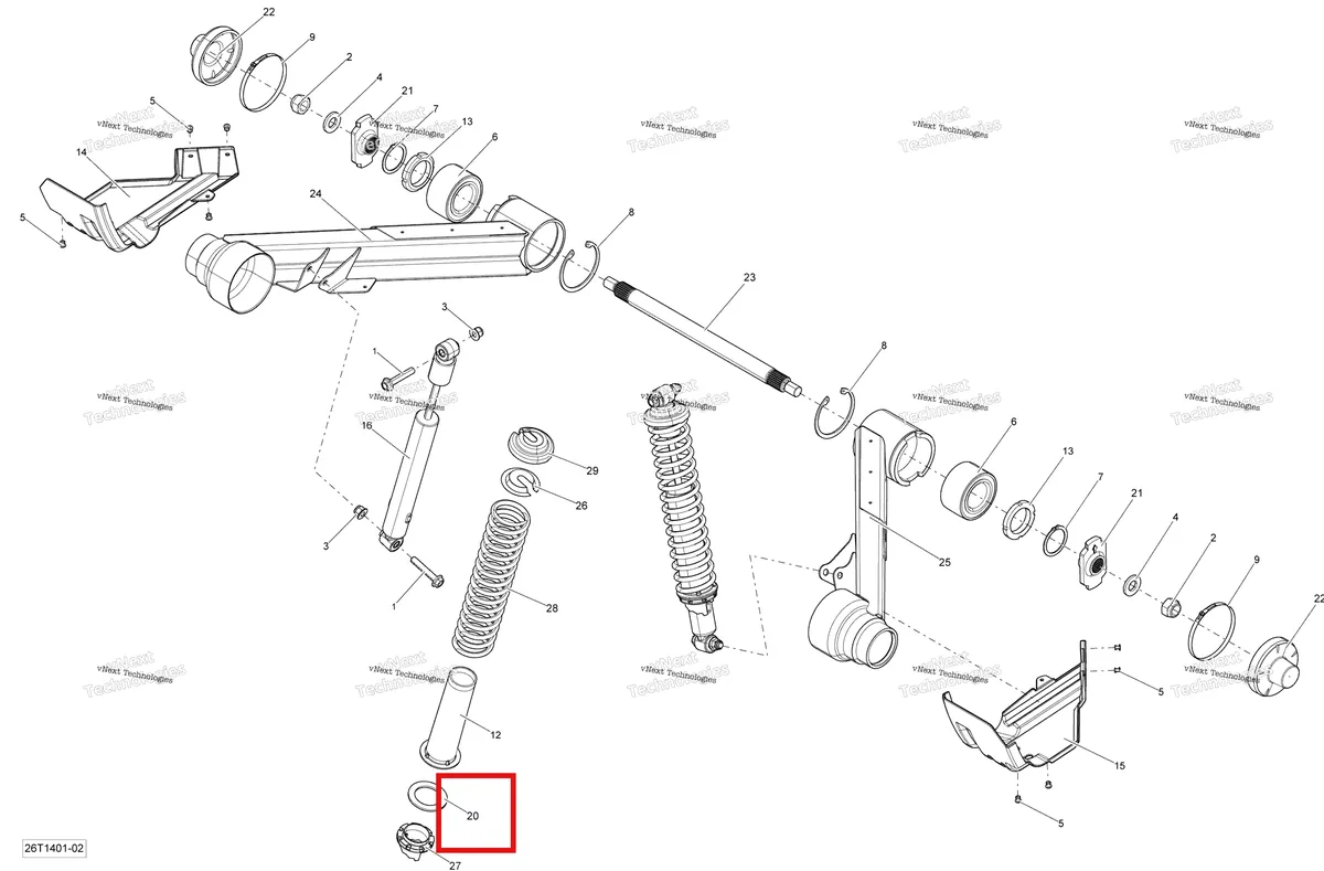 Деталь 706000533 на схеме узла 2014 Can-Am OUTLANDER 400 EFI, STD, XT Rear Suspension