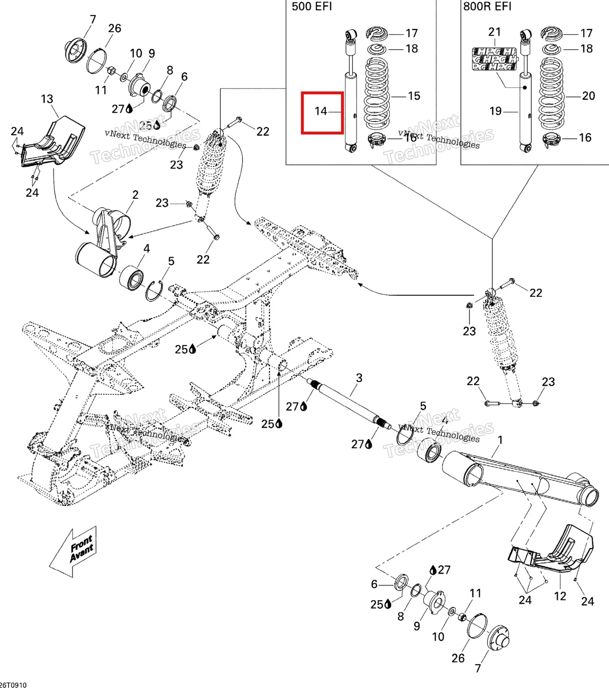 Деталь 706000537 на схеме узла 2009 Can-Am Renegade 500 Rear Suspension 500