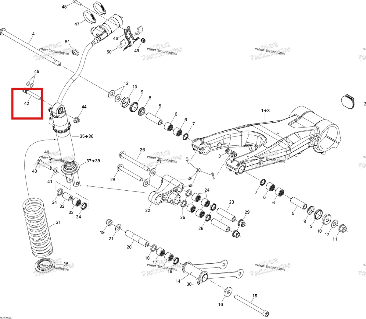 Деталь 706000541 на схеме узла 2015 Can-Am DS 450EFI XXC, XMX Rear Suspension Xmx