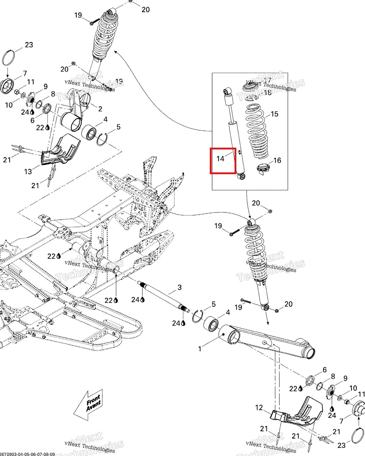 Деталь 706000553 на схеме узла 2009 Can-Am Outlander 650 EFI XT Rear Suspension