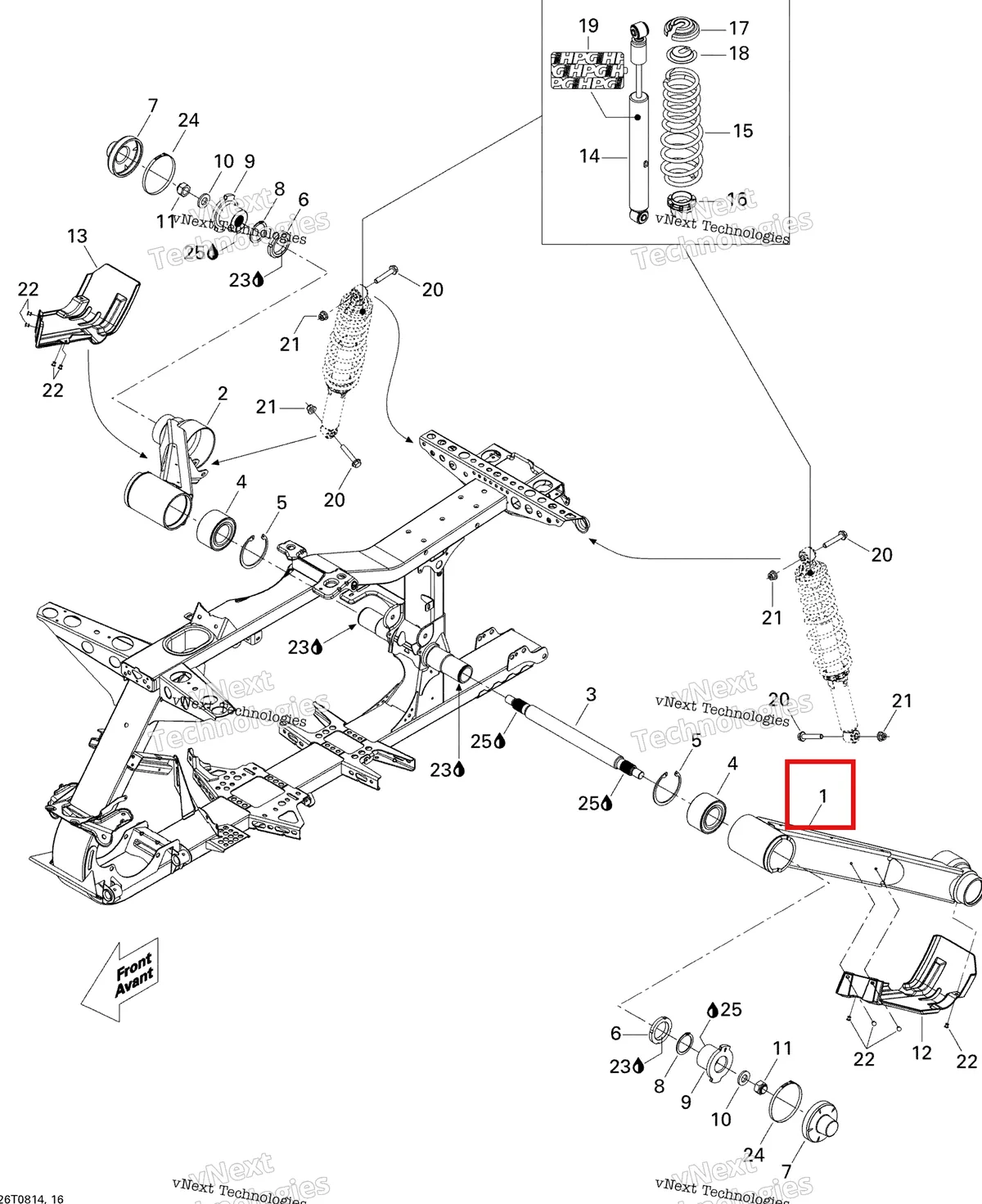 Деталь 706000555 на схеме узла 2008 Can-Am Renegade 500 Rear Suspension
