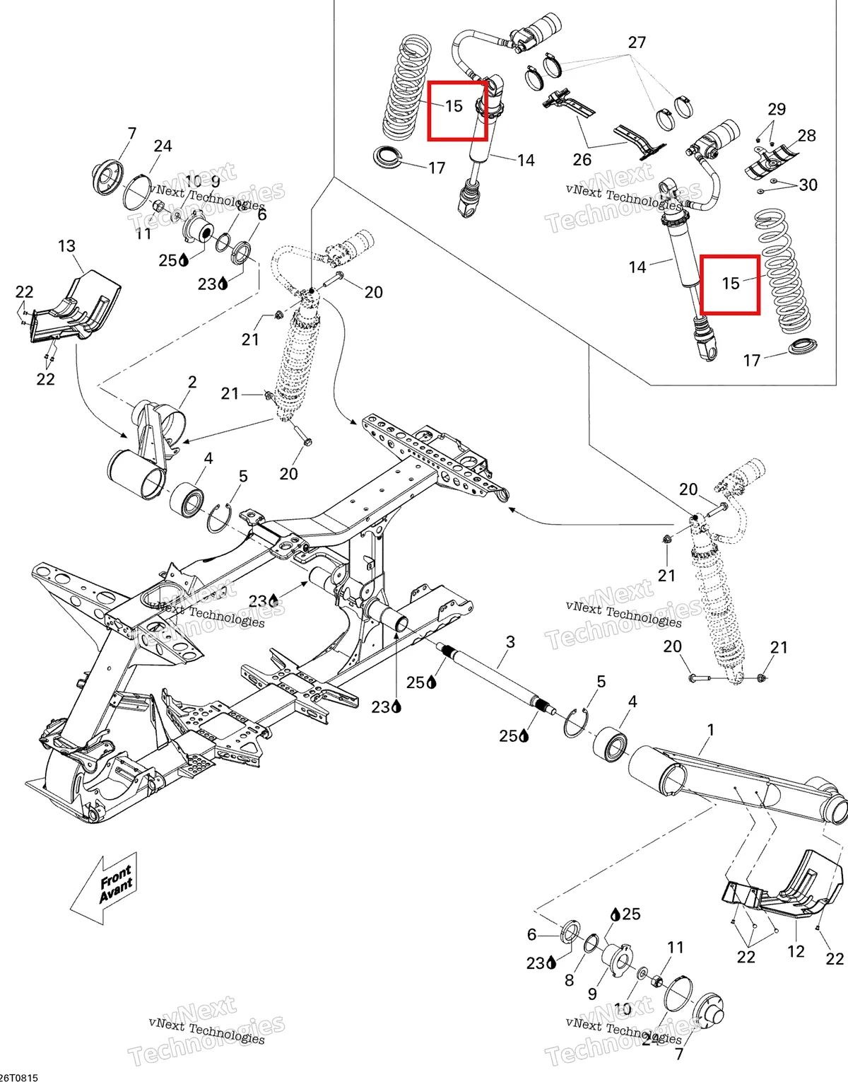 Деталь 706000570 на схеме узла 2008 Can-Am Renegade 800 X Rear Suspension