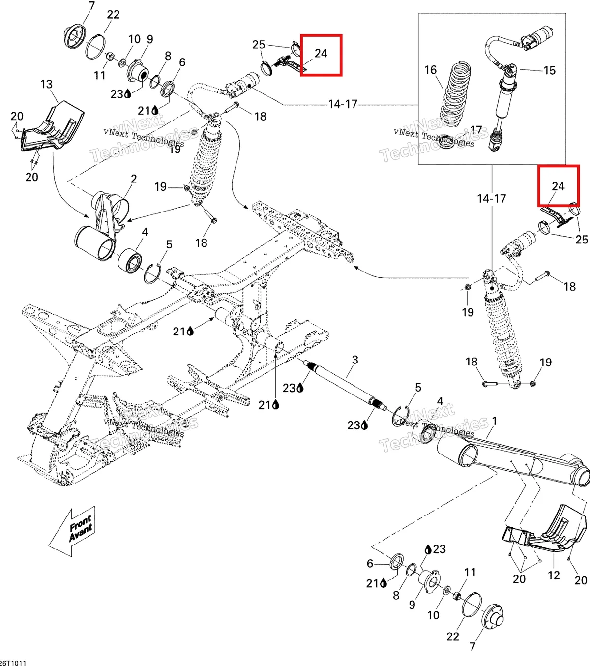 Деталь 706000579 на схеме узла 2010 Can-Am Renegade 800R EFI Xxc Rear Suspension