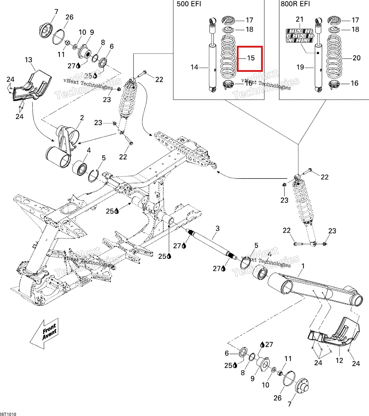Деталь 706000606 на схеме узла 2010 Can-Am Renegade 500 EFI Rear Suspension 500 Efi