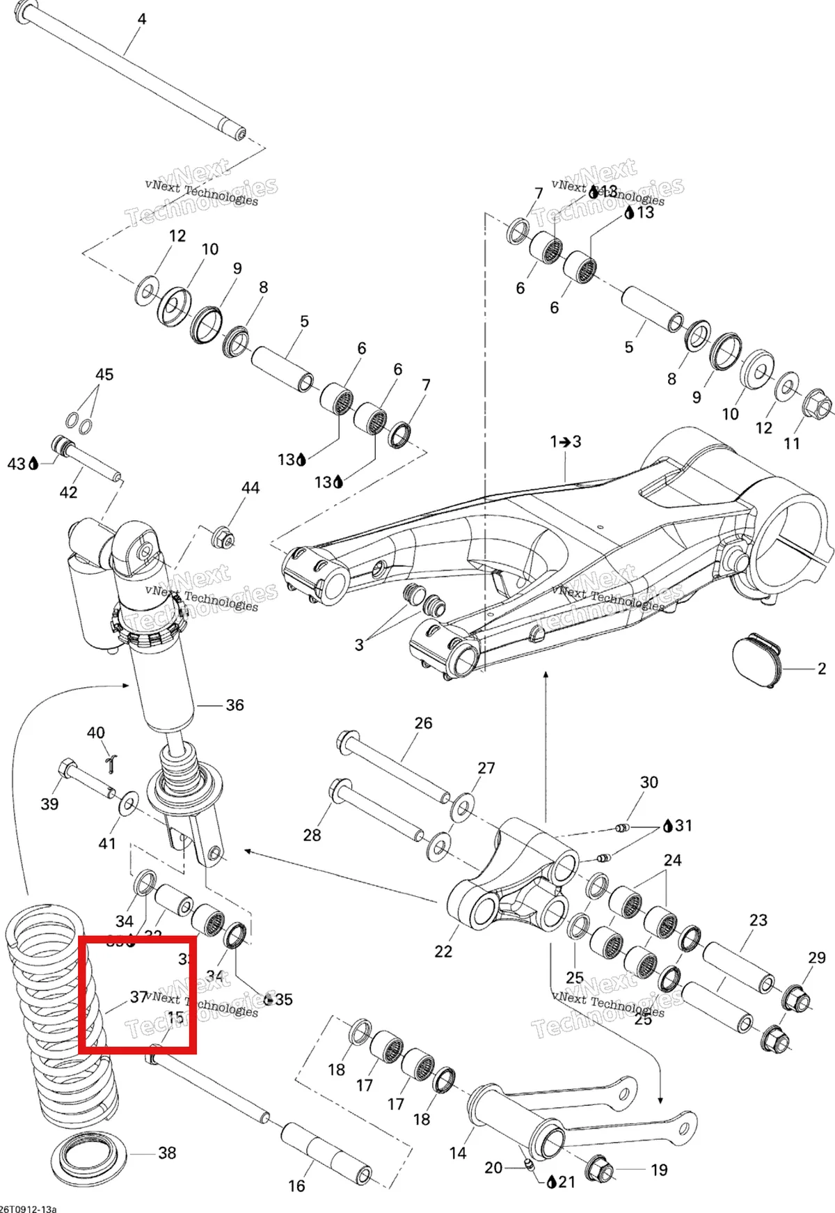 Деталь 706000648 на схеме узла 2009 Can-Am DS 450 EFI Rear Suspension