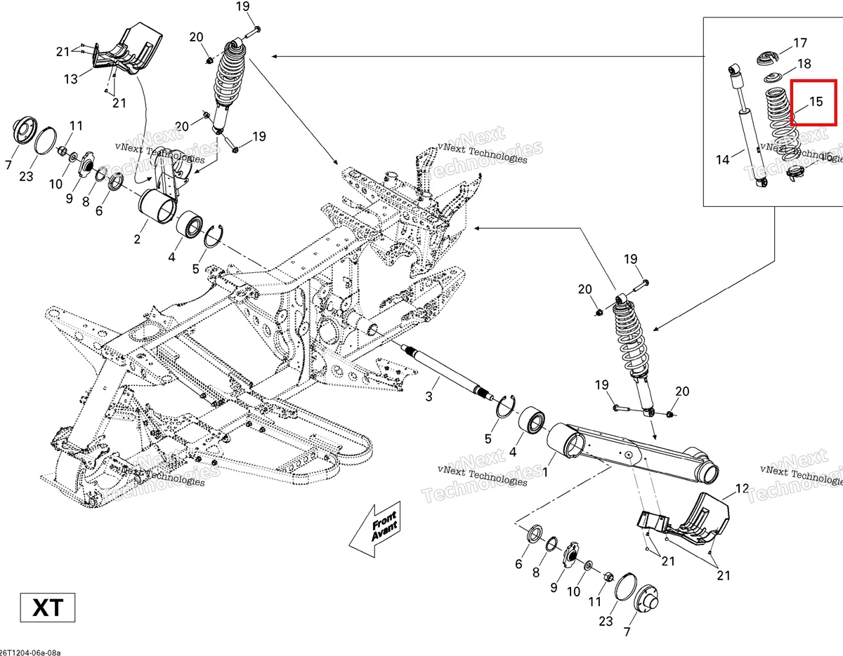 Деталь 706000652 на схеме узла 2012 Can-Am Outlander MAX 500EFI STD & XT Rear Suspension