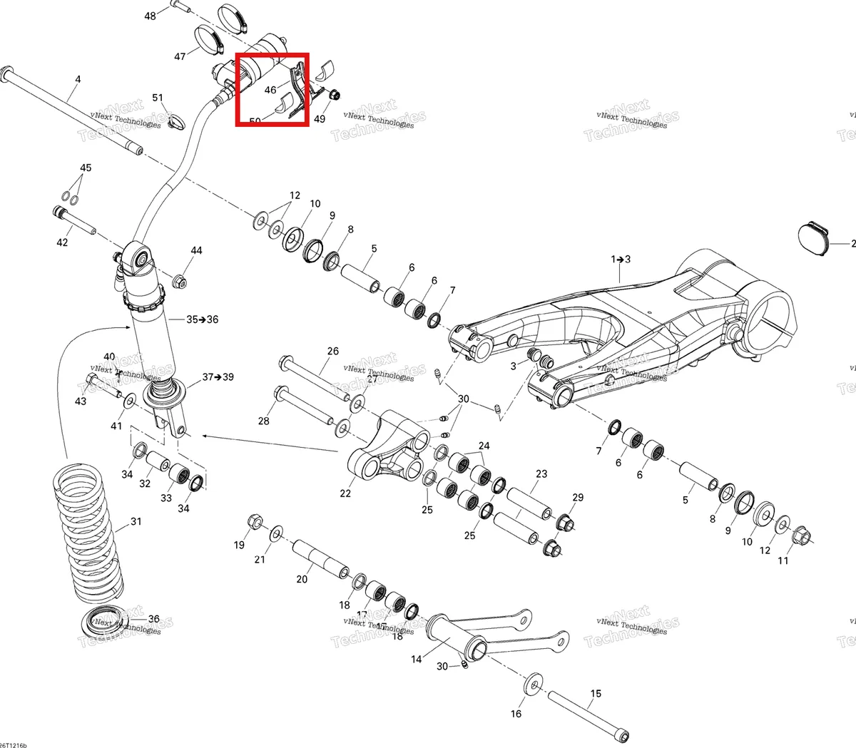 Деталь 706000716 на схеме узла 2015 Can-Am DS 450EFI XXC, XMX Rear Suspension Xmx