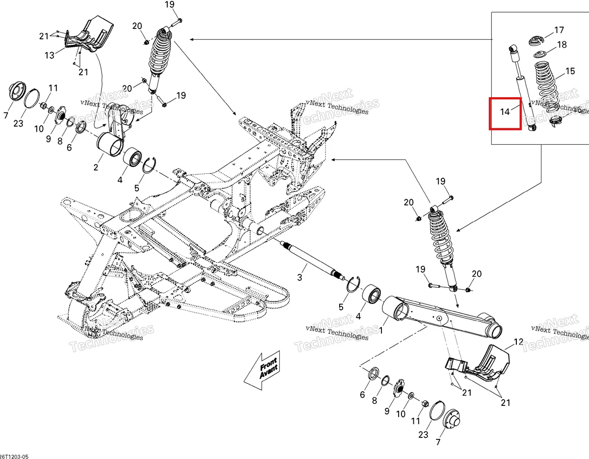 Деталь 706000792 на схеме узла 2012 Can-Am Outlander 500EFI STD & XT Rear Suspension