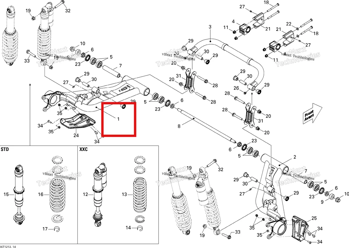 Деталь 706000877 на схеме узла 2012 Can-Am Renegade STD, XXC, 1000 EFI Rear Suspension