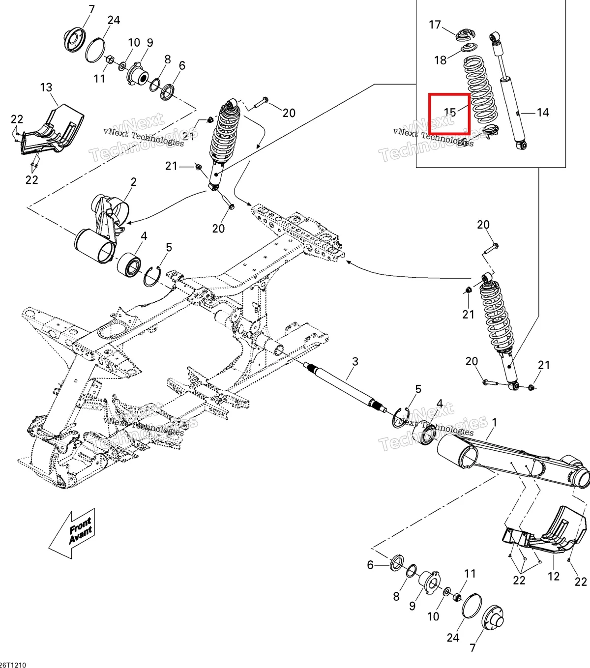Деталь 706000922 на схеме узла 2012 Can-Am Renagade 500EFI STD Rear Suspension