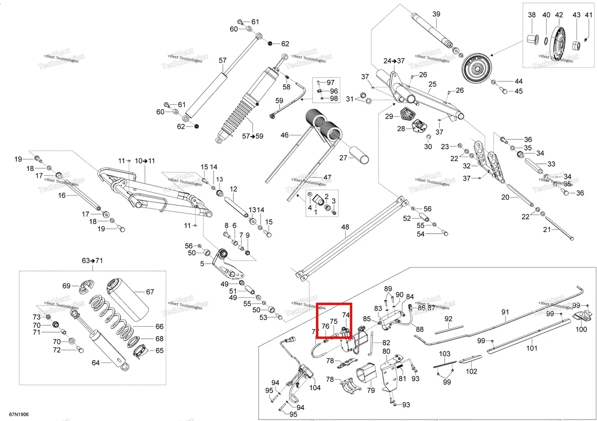 Деталь 706000940 (Обратный клапан) на схеме узла 2019 Ski-Doo EXPEDITION LE-SE 600HO E-TEC Rear Suspension - Upper Section - Se