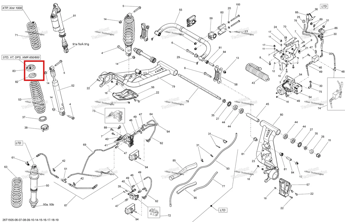 Деталь 706000950 на схеме узла 2015 Can-Am OUTLANDER 1000 EFI XMR Rear Suspension