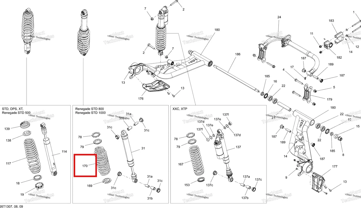 Деталь 706000955 на схеме узла 2013 Can-Am RENEGADE 800R EFI STD & XXC Rear Suspension
