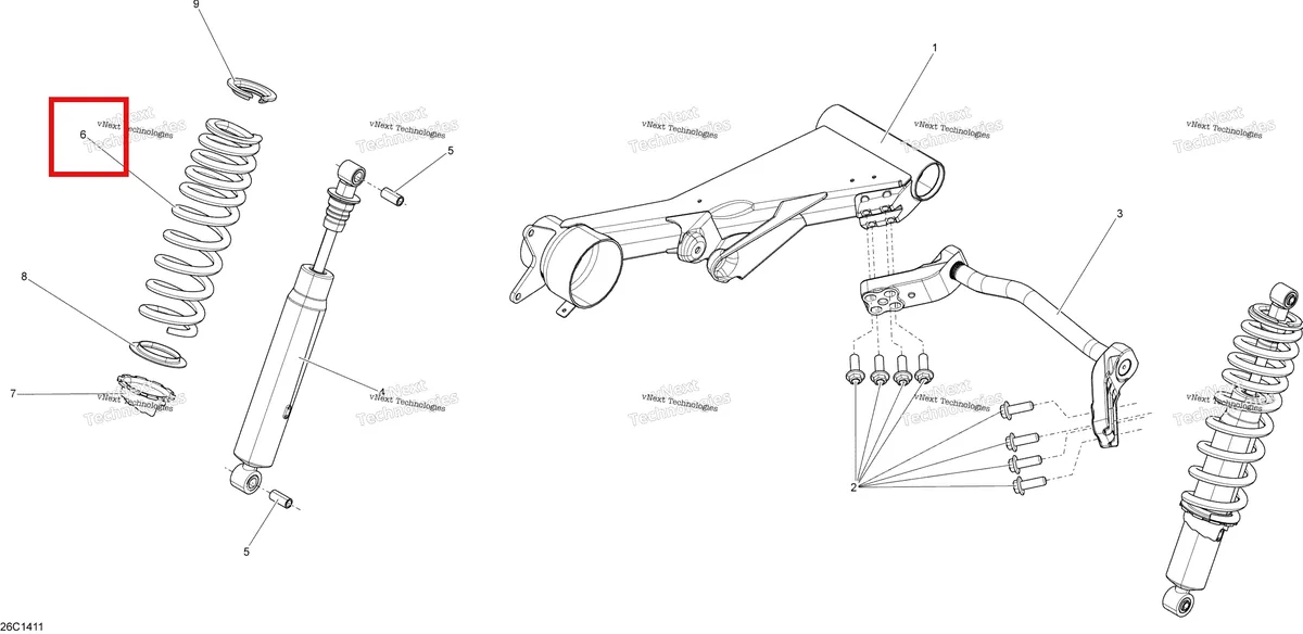 Деталь 706001167 на схеме узла Rear Suspension