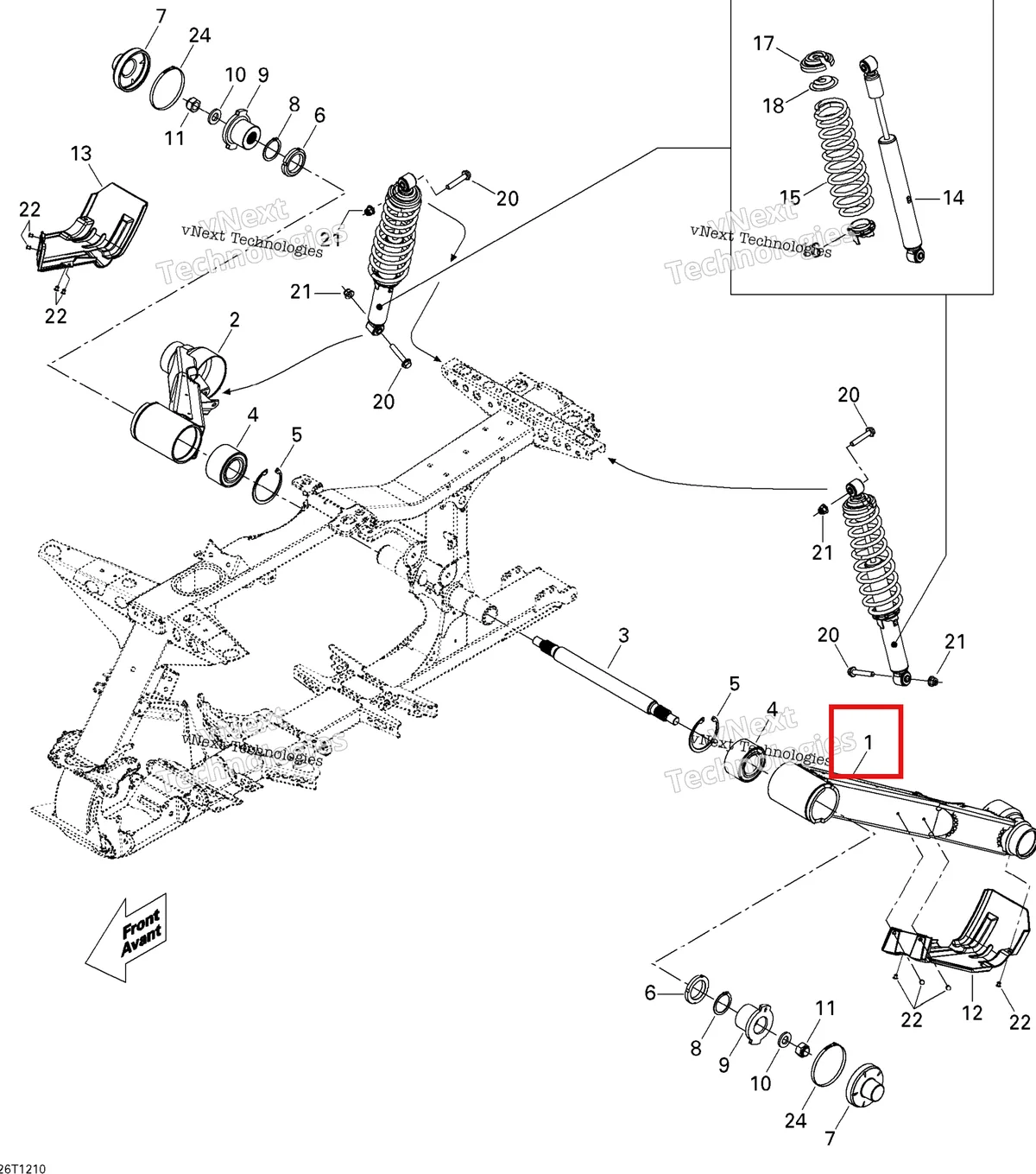 Деталь 706001191 на схеме узла 2012 Can-Am Renagade 500EFI STD Rear Suspension