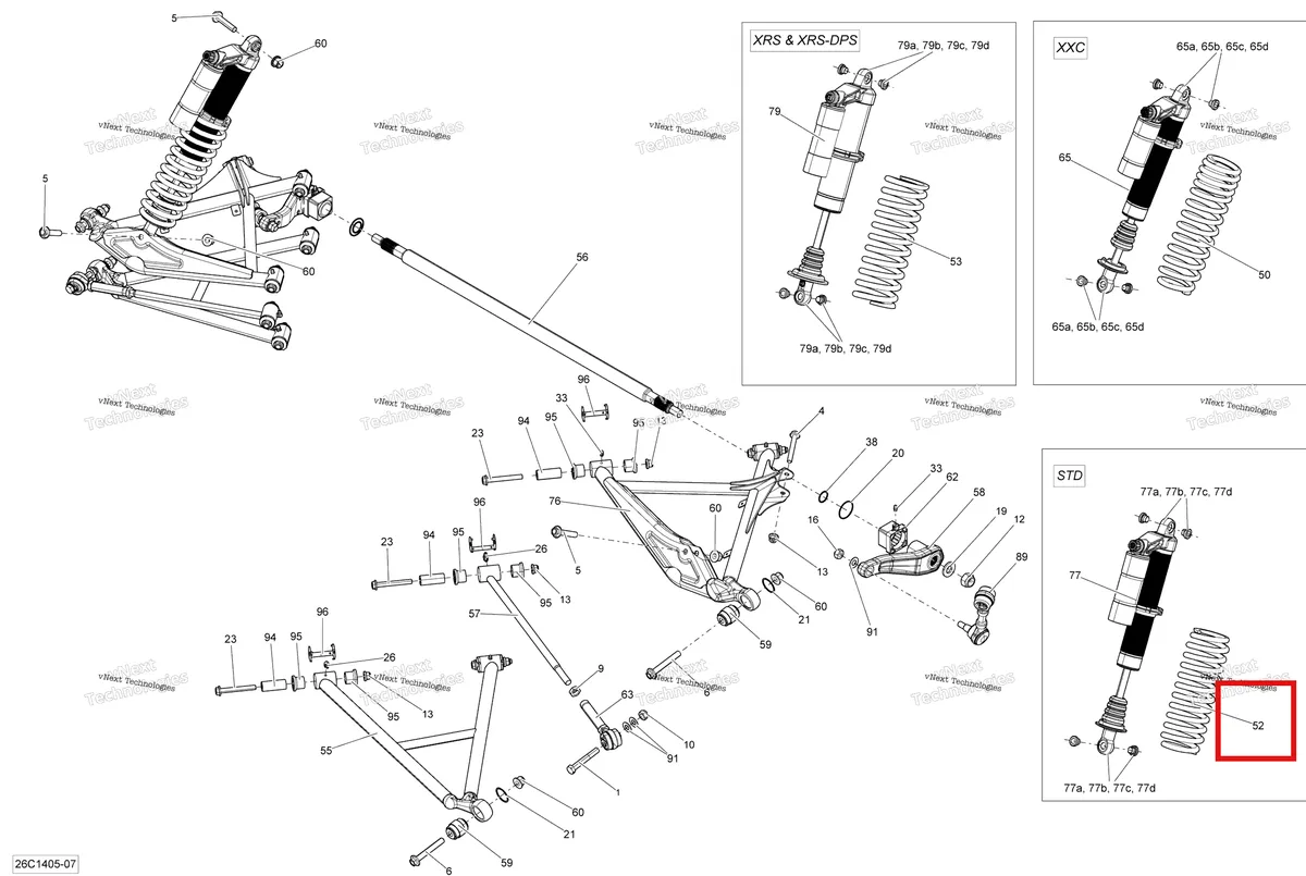 Деталь 706001241 на схеме узла 2014 Can-Am MAVERICK 1000, STD, XRS, XRS-DPS Rear Suspension