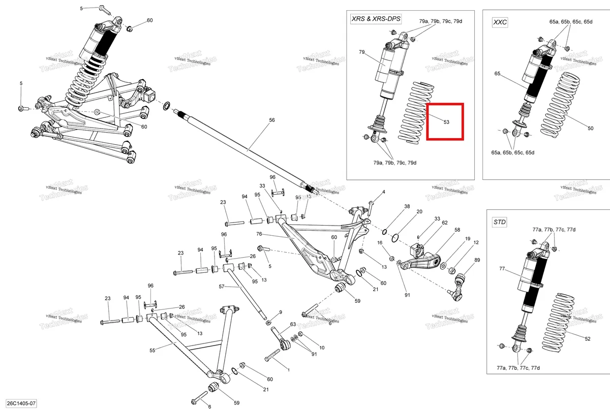 Деталь 706001313 на схеме узла 2014 Can-Am MAVERICK 1000, STD, XRS, XRS-DPS Rear Suspension