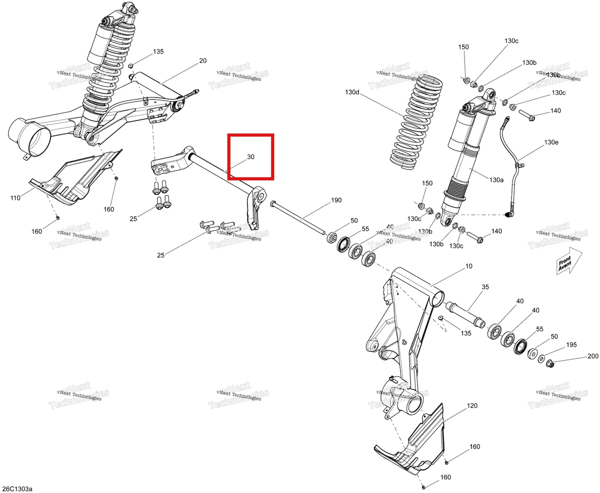 Деталь 706001322 на схеме узла 2013 Can-Am COMMANDER LTD 1000 Rear Suspension