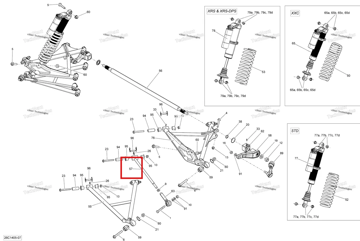 Деталь 706001357 на схеме узла 2014 Can-Am MAVERICK 1000, STD, XRS, XRS-DPS Rear Suspension