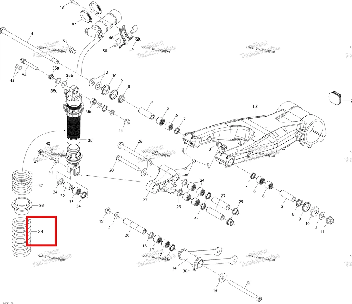 Деталь 706001386 на схеме узла 2013 Can-Am DS 450EFI XMX Rear Suspension Xmx
