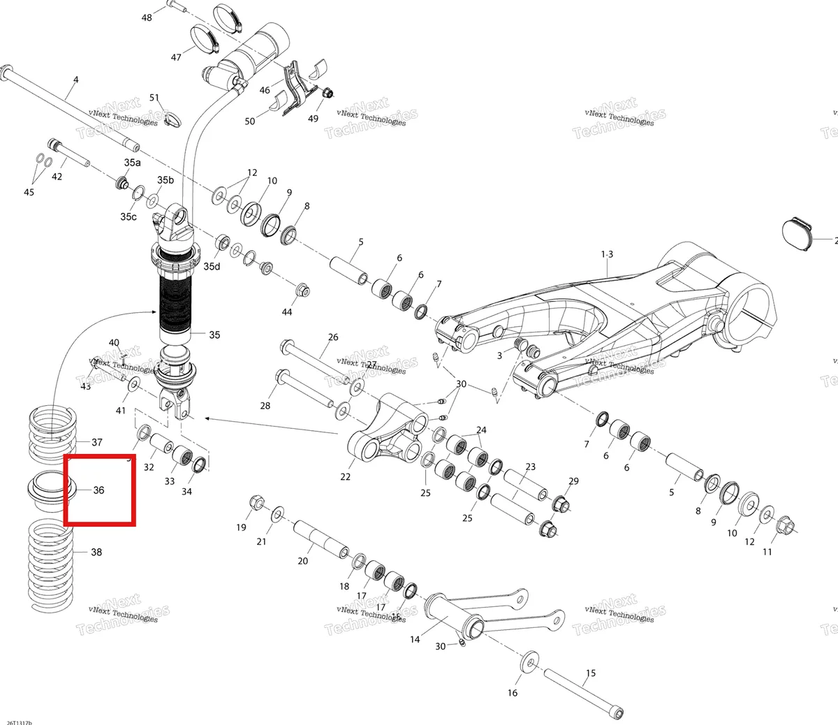 Деталь 706001387 на схеме узла 2013 Can-Am DS 450EFI XMX Rear Suspension Xmx