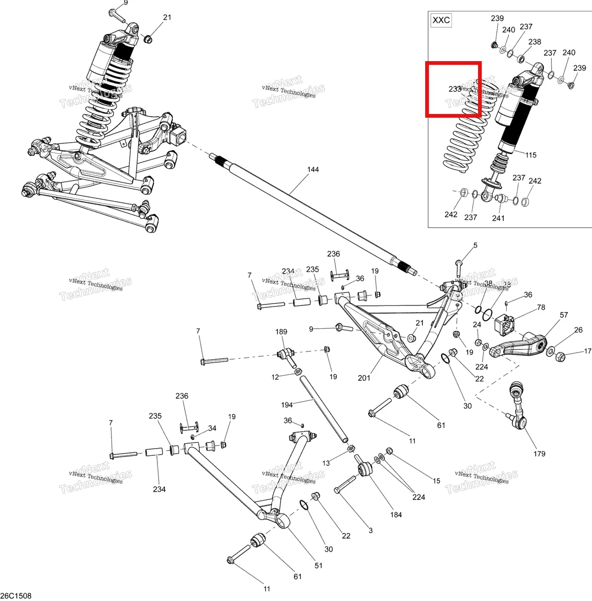 Деталь 706001462 на схеме узла 2015 Can-Am MAVERICK 1000_XXC Rear Suspension