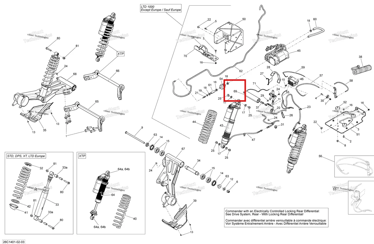 Деталь 706001540 на схеме узла 2014 Can-Am COMMANDER 1000, LTD Rear Suspension