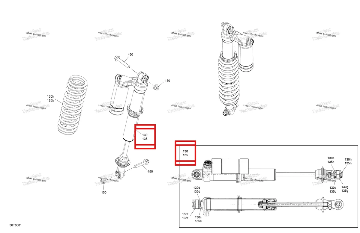 Деталь 706001572 на схеме узла 2018 Can-Am OUTLANDER - 4X4 - XXC - 1000R - 1XJA - Sunburst Yellow Suspension - Rear Shocks