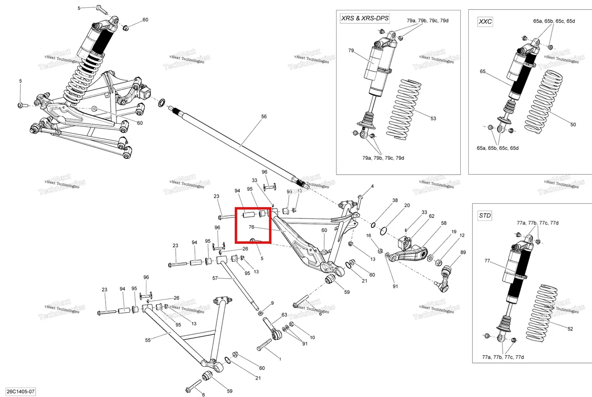 Деталь 706001635 на схеме узла 2014 Can-Am MAVERICK 1000, STD, XRS, XRS-DPS Rear Suspension