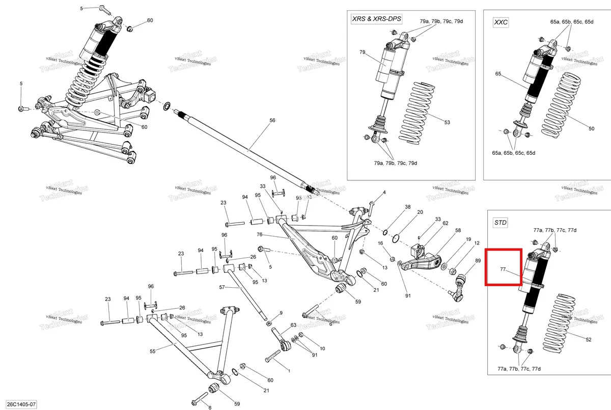 Деталь 706001642 на схеме узла 2014 Can-Am MAVERICK 1000, STD, XRS, XRS-DPS Rear Suspension
