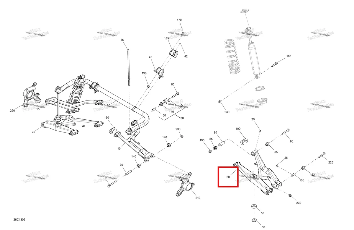 Деталь 706001757 на схеме узла 2018 Can-Am TRAXTER HD8 Rear Suspension Traxter