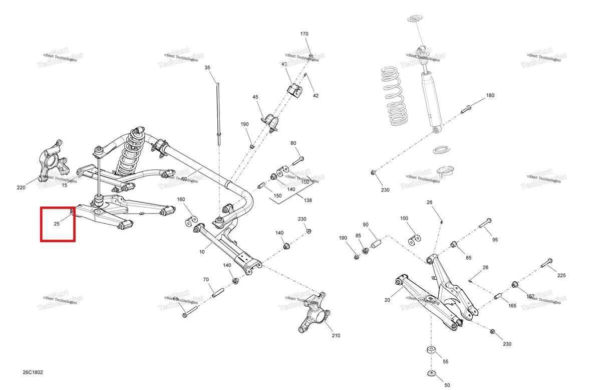 Деталь 706001758 на схеме узла 2018 Can-Am TRAXTER HD8 Rear Suspension Traxter