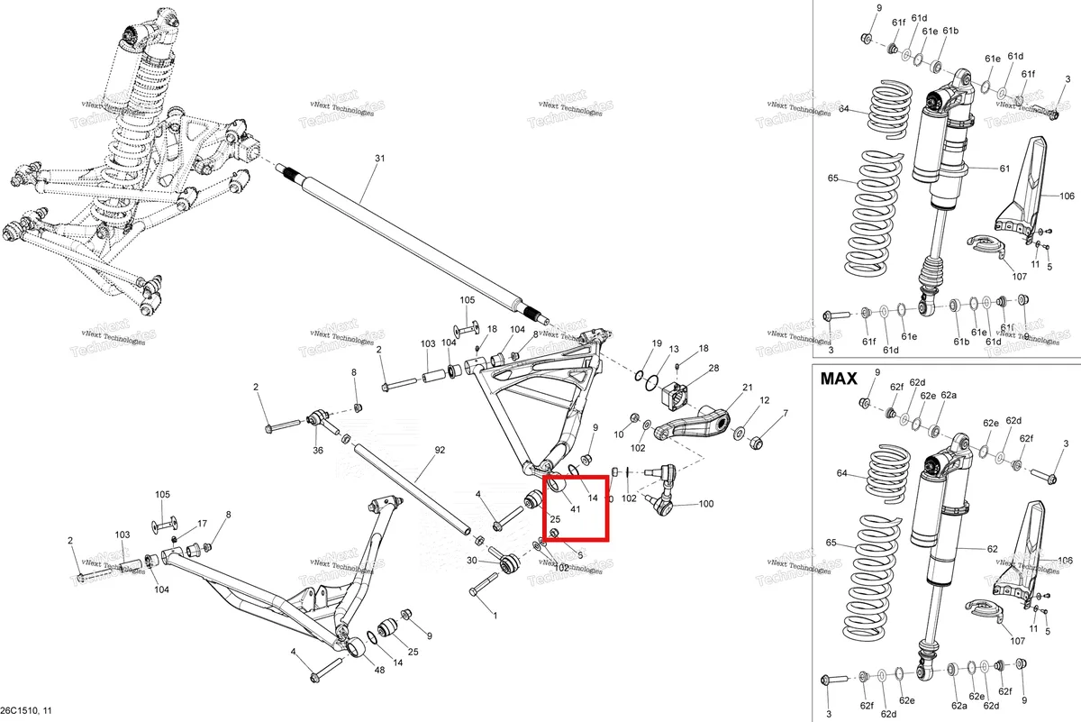 Деталь 706001934 на схеме узла 2015 Can-Am MAVERICK 1000 XDS-DPS Rear Suspension